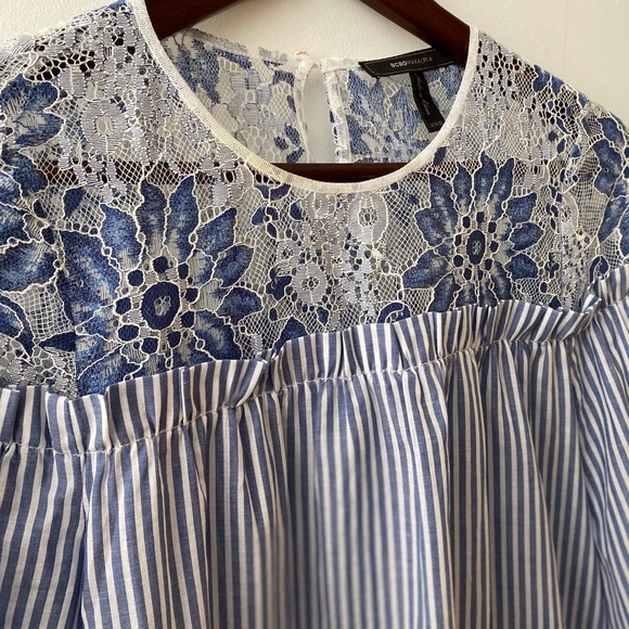 BCBG Max Azria Lace Embroidered Striped Top XXS - Picture 5 of 6